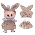 Tuinfeest Jurk & Hoofdband Set voor Labubu Minifiguur 17cm - Bruin
