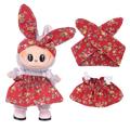 Tuinfeest Jurk & Hoofdband Set voor Labubu Minifiguur 17cm - Rood