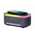 Gembird digitale wekker met RGB verlichting, draadloos opladen 15W - Zwart