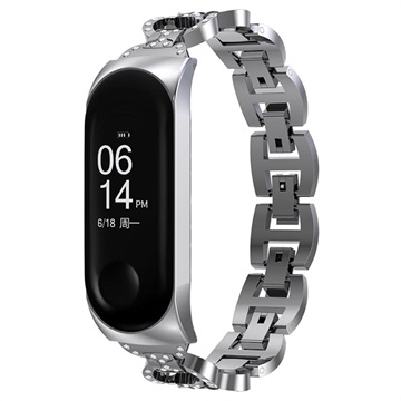 Xiaomi Mi Band 5/6 Glam Roestvrij Staal Bandje - Zilver