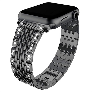 Apple Watch Series Sv Glam Bandje - 10/9/8/SE (2022)/7/SE/6/5/4/3/2/1 - 42mm/41mm/40mm/38mm Zwart