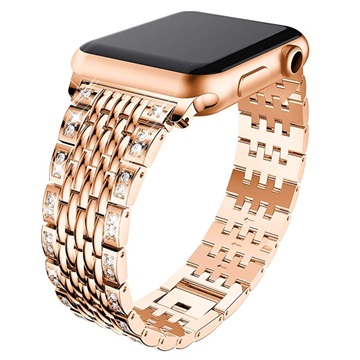 Apple Watch Series Ultra 2/Ultra/10/9/8/SE (2022)/7/SE/6/5/4/3/2/1 Glam Bandje - 49mm/45mm/44mm/42mm - Rose Gold