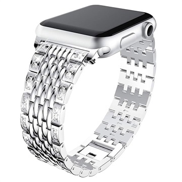 Apple Watch Series Ultra 2/Ultra/9/8/SE (2022)/7/SE/6/5/4/3/2/1 Glam Bandje - 49mm/45mm/44mm/42mm - Zilver