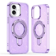 iPhone 17 Glitter Hybride Hoesje met Kickstand - MagSafe Compatibel - Paars