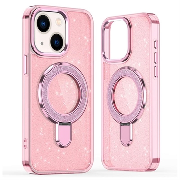 iPhone 15 Glitter Hybride Hoesje met Kickstand - MagSafe Compatibel