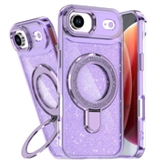 iPhone Air Glitter Hybride Hoesje met Kickstand - MagSafe Compatibel - Paars