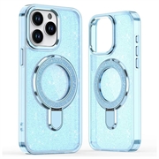 iPhone 16 Pro Max Glitter Hybride Hoesje met Kickstand - MagSafe compatibel - Blauw