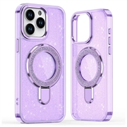 iPhone 16 Pro Max Glitter Hybride Hoesje met Kickstand - MagSafe Compatibel - Paars