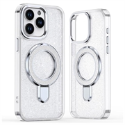 iPhone 16 Pro Max Glitter Hybride Hoesje met Kickstand - MagSafe-compatibel - Durchsichtig