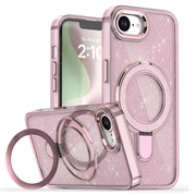 iPhone 16e Glitter Hybride Hoesje met Kickstand - MagSafe Compatibel - Roze