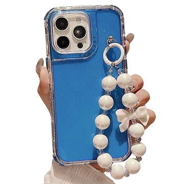 iPhone 16 Pro Max Glitter Schokbestendig Hybride Hoesje met Polsband