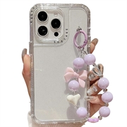 iPhone 16 Pro Max Glitter Schokbestendig Hybride Hoesje met Polsband - Durchsichtig