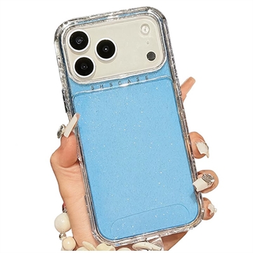 iPhone 17 Pro Glitter Schokbestendig Hybride Hoesje met Polsband