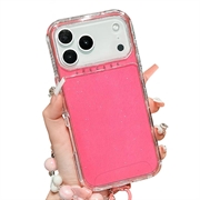 iPhone 17 Pro Max/18 Pro Max Glitter Schokbestendig Hybride Hoesje met Polsband - Hot Pink