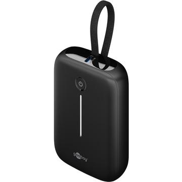 Goobay 10000mAh Power Bank met ingebouwde USB-C kabel - 20W - Zwart