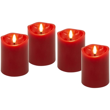 Goobay LED Echte Wax Kaarsen met 3D Lont & Timer Functie - 4 stuks. - Rood