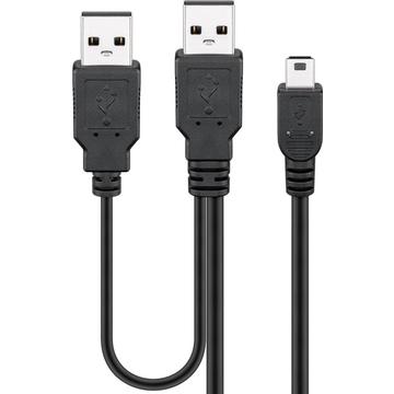 Goobay Mini USB Y-kabel - 0,6m - Zwart