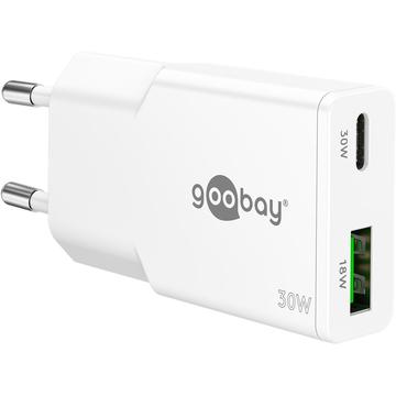 Goobay Slim USB-C PD GaN Dual Snelle Lader 30W - Wit