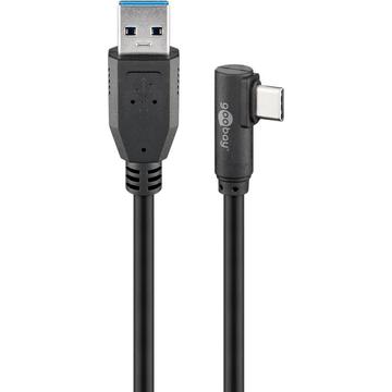 Goobay USB-C kabel met hoek 3m - USB-C/USB-A - Zwart