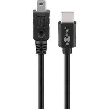 Goobay USB-C naar Mini USB-B Kabel - 0,5m, USB 2.0 - Zwart