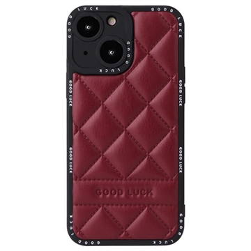 Good Luck Rhombic Grid iPhone 14 Hybrid Case - Wijnrood