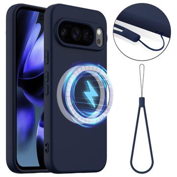 Google Pixel 10 Pro Liquid Siliconen Hoesje - MagSafe Compatibel - Donkerblauw