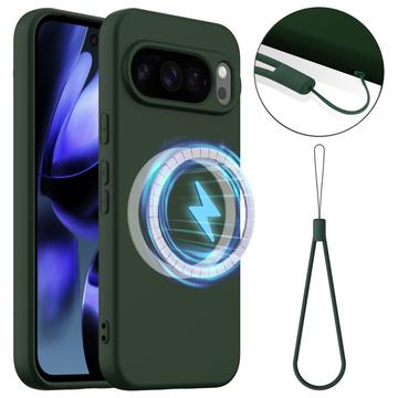 Google Pixel 10 Pro XL Liquid Siliconen Hoesje - MagSafe Compatibel - Donkergroen