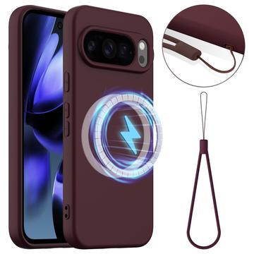 Google Pixel 10 Pro XL Liquid Siliconen Hoesje - MagSafe Compatibel - Wijnrood