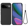 Google Pixel 11 Vloeibare siliconen hoesje met polsbandje - Zwart