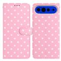 Google Pixel 11 Pro XL Polka Dot-patroon Portemonnee Hoesje - Roze