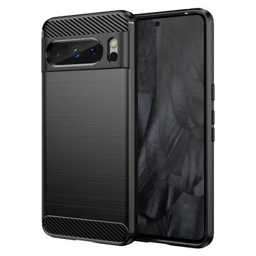 Google Pixel 8 Pro Geborsteld TPU Hoesje - Koolstofvezel - Zwart