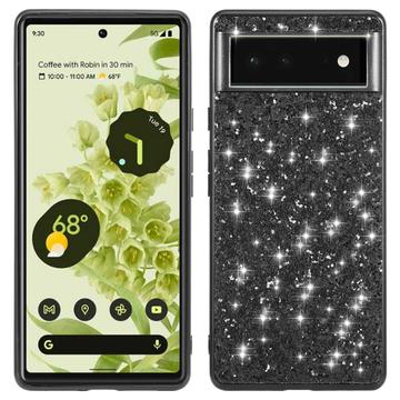 Google Pixel 8a Glitter Series Hybrid Hoesje - Zwart