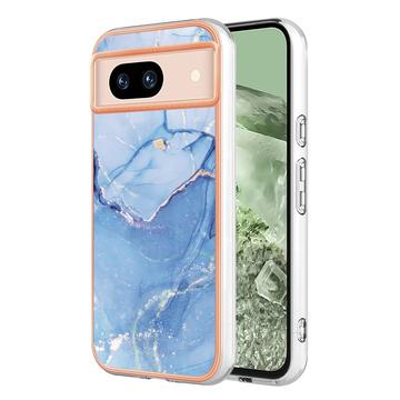 Google Pixel 8a Marble Pattern Gegalvaniseerd IMD TPU Hoesje