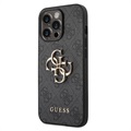 Guess 4G Big Metal Logo iPhone 14 Pro Max Hybrid Case - Zwart