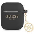 Guess 4G Charm AirPods / AirPods 2 Siliconen Cover - Zwart