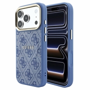 iPhone 18 Pro Guess 4G Gold Frame Hoesje - compatibel met MagSafe - Blauw