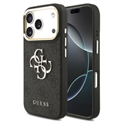 iPhone 18 Pro Guess 4G Metal Logo Gold Frame Hoesje - Zwart