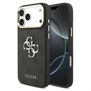 iPhone 18 Pro Max Guess 4G Metal Logo Gold Frame Hoesje - Zwart