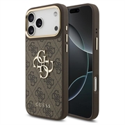 iPhone 18 Pro Max Guess 4G Metal Logo Gold Frame Hoesje - bruin