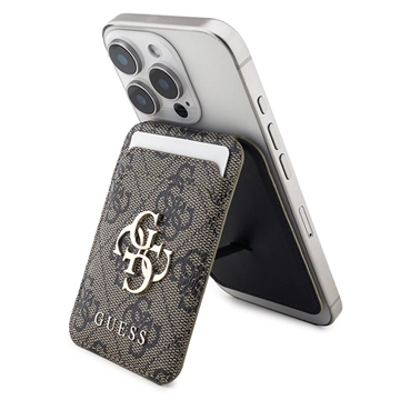 Guess 4G Metalen Logokaarthouder met Voet - MagSafe Compatibel - Bruin