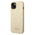 Guess Glitter Flakes Metal Logo iPhone 14 Plus Hybride Hoesje - Goud
