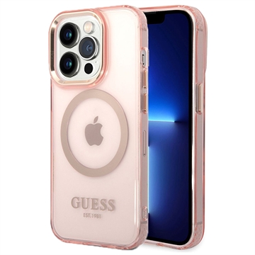 Guess Gold Outline MagSafe iPhone 14 Pro Max Hybride Hoesje