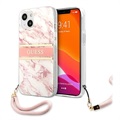 Guess Marble Collection iPhone 13 Mini Cover met Draagriem - Roze
