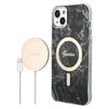 Guess Marble Edition Bundle Pack iPhone 14 Hoesje & Draadloze Oplader - Zwart