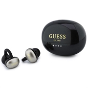 Guess draadloze oortjes met metallic afwerking en klassiek logo OWS - Zwart