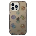 Guess Peony Glitter iPhone 14 Pro Hybride Hoesje - Zwart