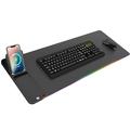 H18 RGB-bureaumat met 15W draadloze oplader & opvouwbare telefoonhouder - zwart