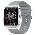 HK80 Smart Watch met AMOLED gebogen scherm, Bluetooth oproep, gezondheidsmonitor & NFC - Zilver