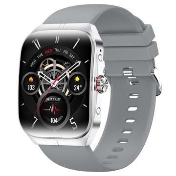HK80 Smart Watch met AMOLED gebogen scherm, Bluetooth oproep, gezondheidsmonitor & NFC - Zilver