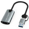 HU-04A 2-in-1 HDMI-naar-USB-C/USB-A-videokaart - Grijs